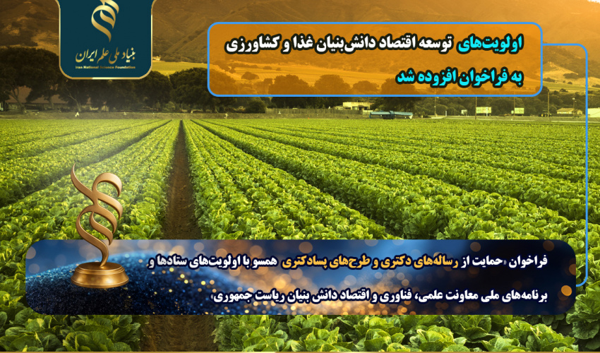 افزوده شدن «اولویتهای ستاد توسعه اقتصاد دانشبنیان غذا و کشاورزی»