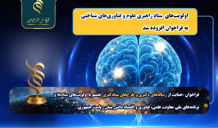 افزوده شدن «اولویتهای ستاد راهبری علوم و فناوریهای شناختی» به فراخوان مشترک با معاونت علمی، فناوری و اقتصاد دانشبنیان