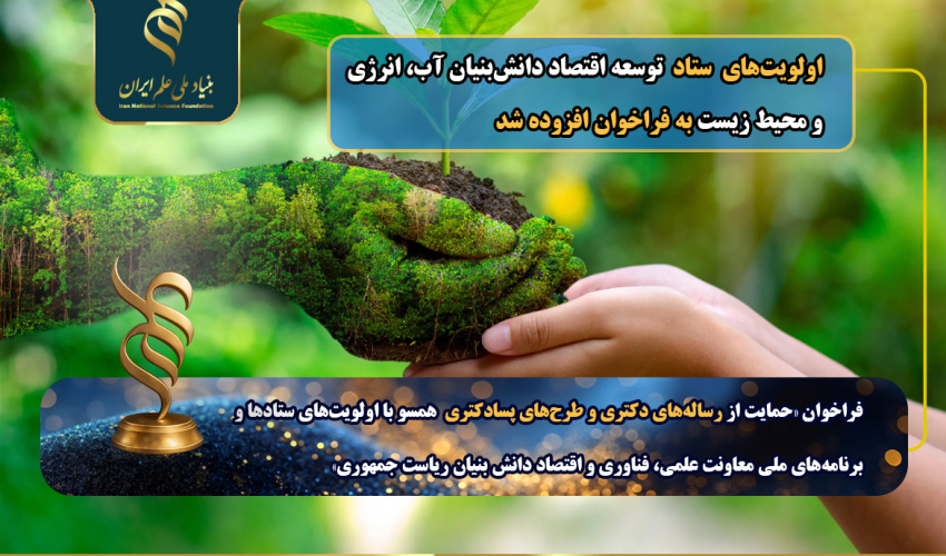 افزوده شدن « اولویتهای ستاد توسعه اقتصاد دانش بنیان آب، انرژی و محیط زیست» به فراخوان مشترک با معاونت علمی، فناوری و اقتصاد دانشبنیان