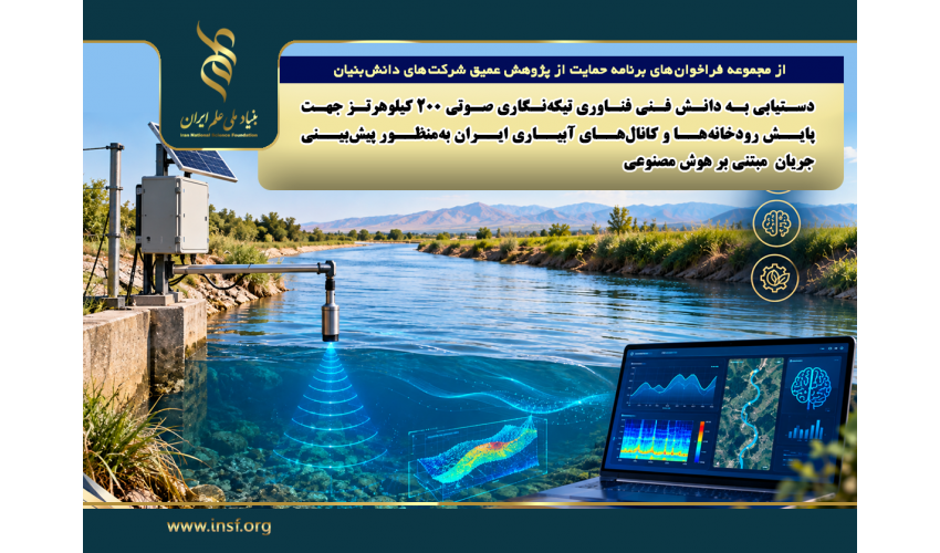 فراخوان «دستیابی به دانش فنی فناوری تیکه‌نگاری صوتی ۲۰۰ کیلوهرتز  جهت پایش رودخانه‌ها و کانال‌های آبیاری ایران به‌منظور پیش‌بینی جریان مبتنی‌بر هوش مصنوعی»