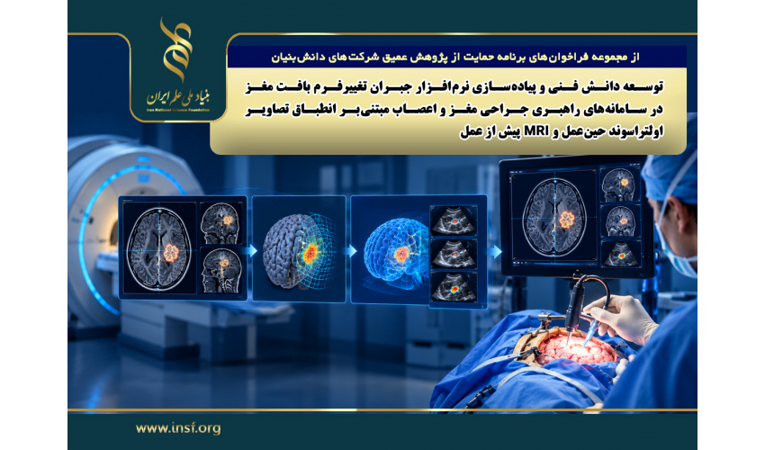 فراخوان «توسعه دانش فنی و پیاده سازی نرم افزار جبران تغییرفرم بافت مغز در سامانه های راهبری جراحی‌ مغز و اعصاب مبتنی بر انطباق تصاویر اولتراسوند حین عمل و MRI پیش از عمل»