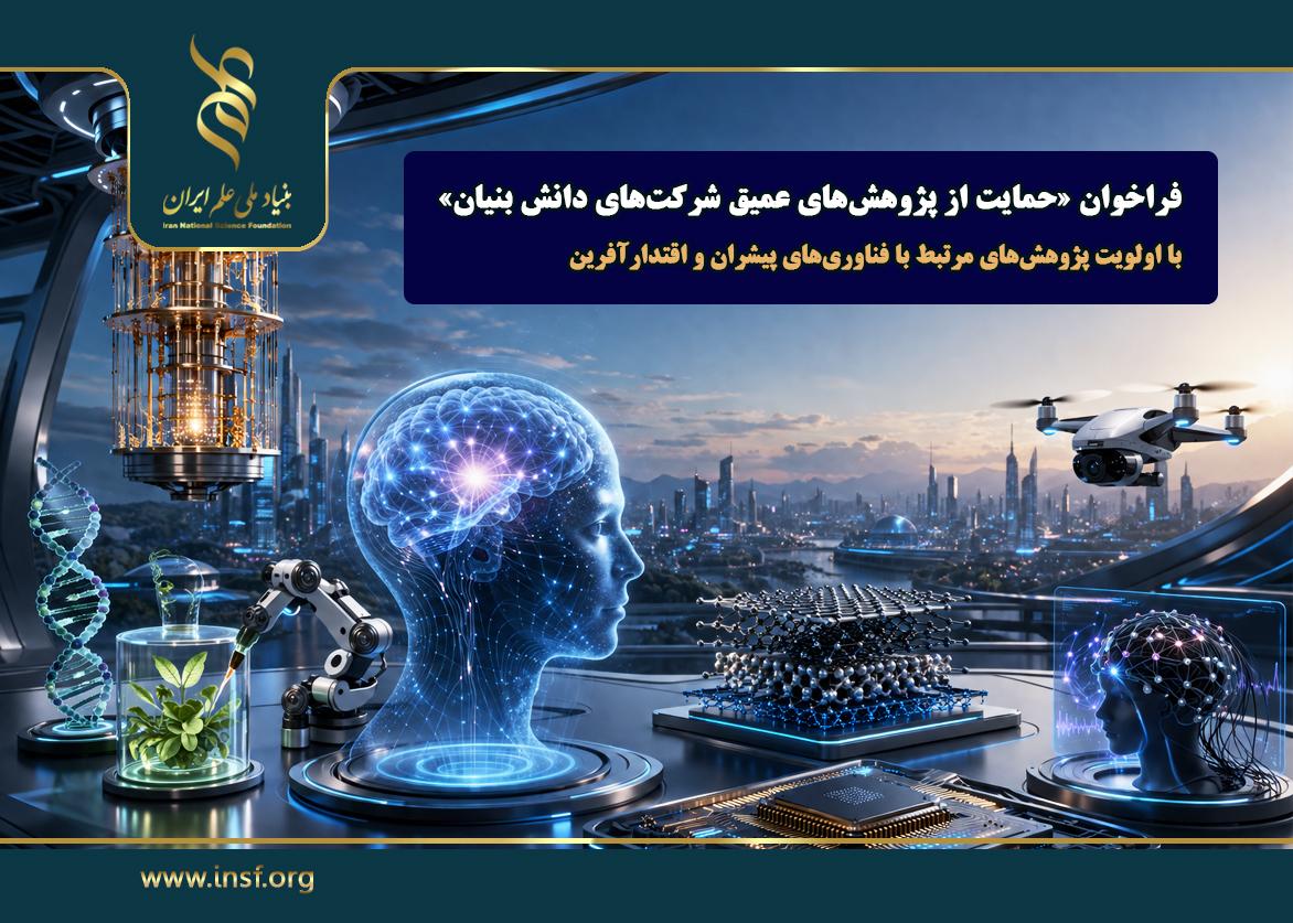 اعلام فراخوان  «حمایت از پژوهش‌های عمیق شرکت‌های دانش‌بنیان» با اولویت پژوهش‌های مرتبط با فناوری‌های پیشران و اقتدار آفرین